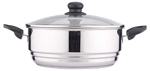 Image of Coconut Stainless Steel Idli & Dhokla Steamer 4.5L | 20 Idli Capacity | Heavy Gauge | Induction & Gas Compatible | Sandwich Bottom | Multipurpose Steamer with Glass Lid for Momos & Veggies