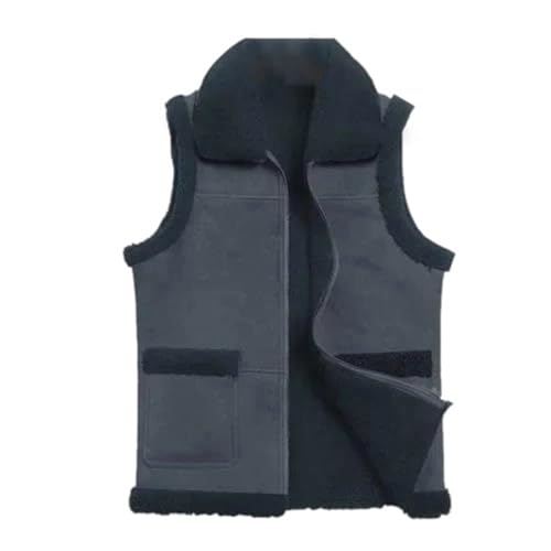 Kelsiop Men's Winter Vest Real Leather Coat Thick Warm Jacket