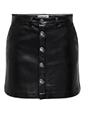 ONLY Damen Onlamazing-Liora Hw Faux Leat Skirt PNT Rock, Black, 44