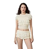 Photo Gallery baynoyia set di pantaloncini da donna a strati con volant y2k 2 pezzi abiti in pizzo a maniche corte top corto trasparente lolita bloomers, albicocca, medium Photo Gallery baynoyia set di pantaloncini da donna a strati con volant y2k 2 pezzi abiti in pizzo a maniche corte top corto trasparente lolita bloomers, albicocca, medium