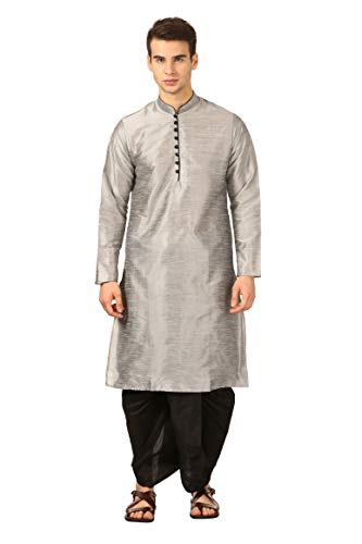 Image of Royal Kurta Men's Cotton Silk Dhoti Kurta (White)