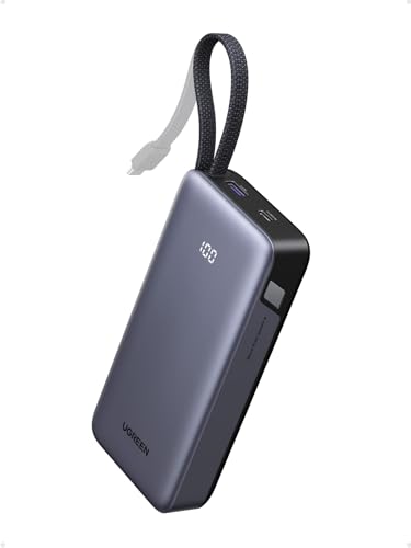 UGREEN Nexode 55W Batterie Externe 20000mAh CCC Power Bank Charge Rapide Câble USB C Intégré PD 45W LED Chargeur Portable PC Compatible avec Xiaomi Note 15 14 13 Poco...