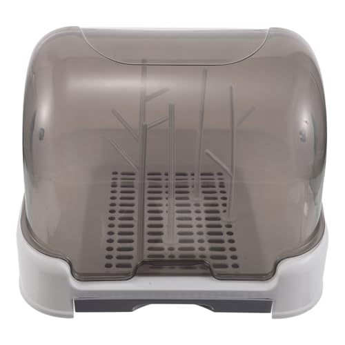 VICASKY Organisateur de Biberons en Plastique Blanc/Gris Grand Format avec Couvercle Anti-poussière, Égouttoir Vertical Compact pour Bébé, Support 6...