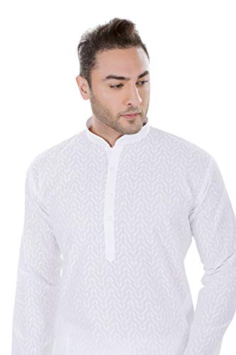 Image of LUCKWIN Men's Cotton chikankari Regular Fit Kurta Pyjama Set