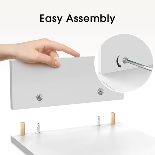 FITUEYES Dual Monitorständer aus Holz, Verstellbare Länge und Schwenkwinkel Bildschirmständer, Monitor Stand Riser für PC Monitor Laptop Drucker, 92,5-108x 23,5X 10,2 cm Weiß