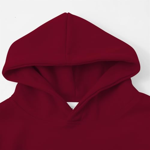 Kids Pullover Hoodies Plain Cute Hoodie Sweatshirts Oversized Thin Lightweight School Tops Clothes (Wine, 7-8 Years)4