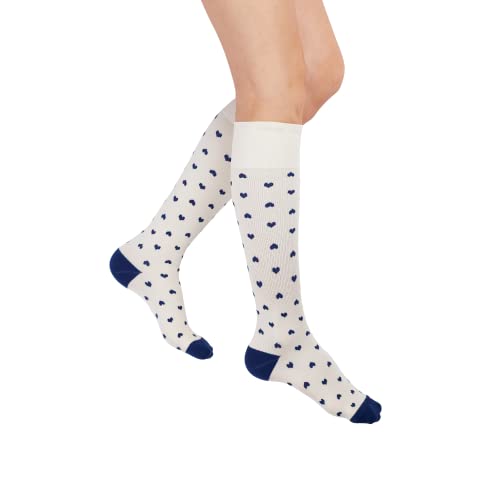 Image of Rejuva Women's Heart Pattern Knee High 15-20 mmHg Graduated Compression Socks