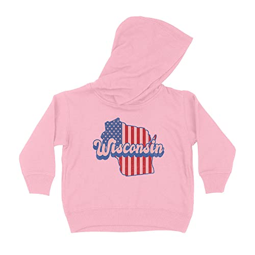Patriotic Wisconsin Kids Hoodie Sweatshirt Toddler 4T Light Pink