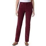 Gloria Vanderbilt Women's Amanda Corduroy Slim High Rise Pant Standard, Burgundy Elixir, 10