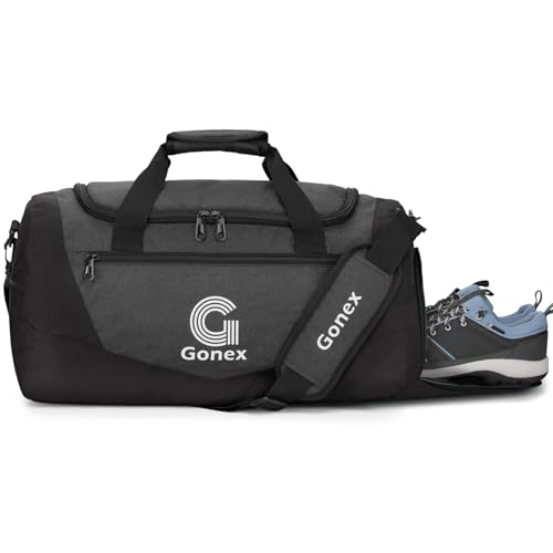 Gonex Gym Duffel Bag with Shoe Compartment Wet Pocket, Large Capacity Sports Duffle Bag for Men Women, Workout & Travel Bag with Multiple Pockets, Black, Small (30L)
