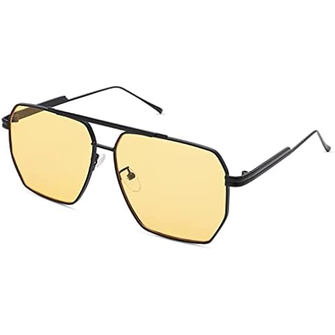 SCVGVER Retro Oversized Square Sunglasses for Women Men Vintage Polarized Sunglasses Classic Large Metal Shades Cover