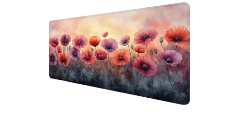Alfombrilla de ratón XXL de amapolas para decorar tu escritorio de oficina