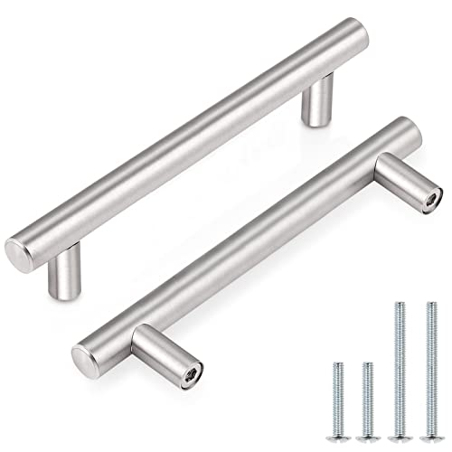Image of Probrico 20 Pack|4 Inch Modern Cabinet Handles Satin Nickel, Stainless Steel Cabinet Handles Drawer Dresser Pull for Kitchen Cupboard Wardrobe Closet Bathroom Vanity