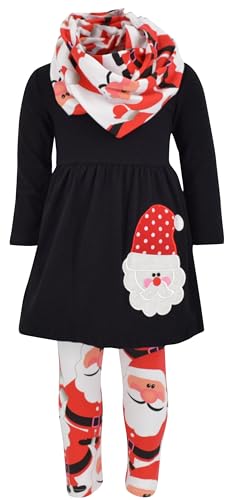 Unique Baby Girls Kids Toddler 3pc Outfit Set Long Sleeve Stretch Tunic Top Leggings and Scarf