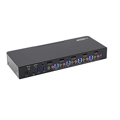 Gofanco Prophecy 4-Port Displayport 1.2 Usb Kvm Switch – 4K @60Hz 4:4:4, 21.6Gbps, Hdcp 1.3, Usb Keyboard/Mouse, Usb 3.0 Hub, Mic In, Stereo Out, Hotkeys, Taa Compliant (Pro-Kvmdp-4Pv2) #TOP15