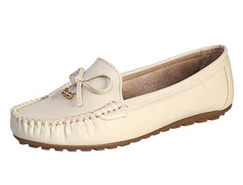 Image of CatBird Women's Slip-On Loafers | Cushioned Comfort Flats with Bow & Metal Detail | Lightweight Office & Casual Shoes | Anti-Slip Sole