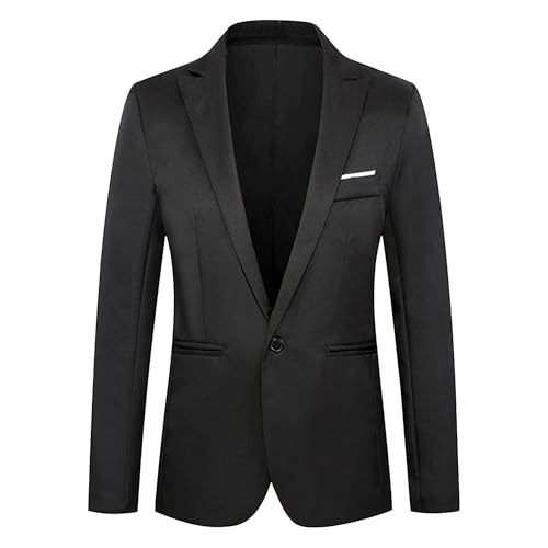Men's Slim Fit Casual Blazer One Button Solid Formal Business Suit Jacket Daily Lightweight Sport Coat