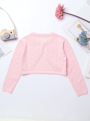 Kids Girls Long Sleeve Knit Cardigan Sweater Bolero Shrug Flower Girls Dress Coat4