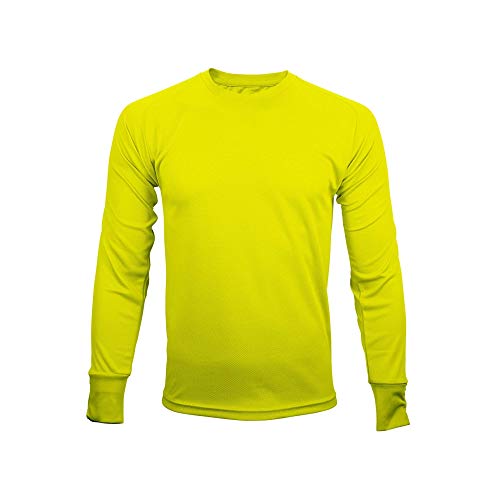MUSTAGHATA – Camiseta técnica deportiva para hombre – Manga larga – Tecnología Active Fit System – Transpirable, amarillo, extra-large