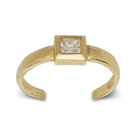 Anillo de dedo del pie ajustable de 14ct oro amarillo con circonita cúbica Cover
