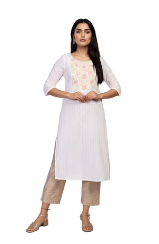 Short droit Aurelia coton femme avec broderie chic Zari Work vêtement été confortable
