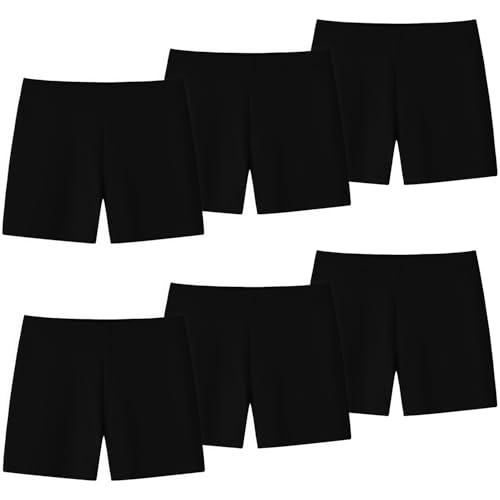 Domee Pantalones Cortos Shorts Algodón Verano Niña Pack de 6, Negro 10-12 años (Talla del Fabricante M)