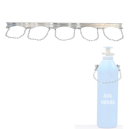 Steel Stack E Cylinder Oxygen Tank Holder, 12 24 36 48 59 in Wide Universal Wall Mounted Bracket with Safety Chain for Storage 40 L Air Tank Bottle(150cm (59