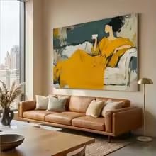 DIHANSM Abstraktes modernes Leinwandbild mit Figuren, Wanddekoration für Wohnzimmer (55 x 110 cm/ungerahmt)