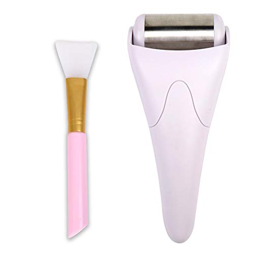 Skincare Cooling Ice Roller with 1PC Silicone Face Mask Brush- Reduce Wrinkles, Redness, Under Eye Puffiness Facial Cool Ice Globes for Pain Relief and Minor Injury skin care products (Pink)