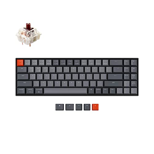 Image of Keychron K14 70% Layout 72 Keys Hot-Swappable Bluetooth Wireless /USB Wired Mechanical Gaming Keyboard with Gateron G Pro Brown Switch /Multitasking /White LED Backlight Computer Keyboard for Mac Windows