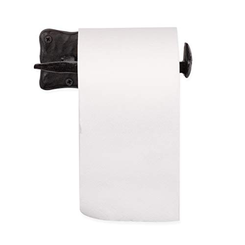 Rustic State Motris Wall Mount Railroad Spike Cast Iron Bathroom Toilet Paper Holder, Rustproof Tissue Roll Hanger - 6.5 Inch - Black #TOP1