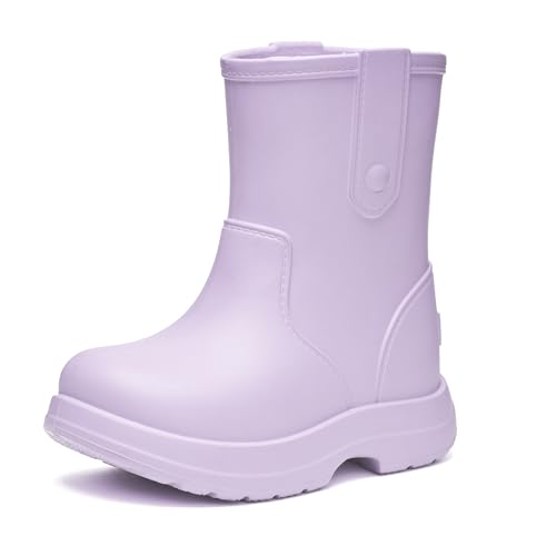 Ladeheid x Camminare Kinder Gummistiefel aus leichtem EVA wasserdicht rutschfest und angenehm flexibel mit schlichtem robustem Design für komfortable Alltagswege LA-CA-18 (HellLila 32/33 EU)