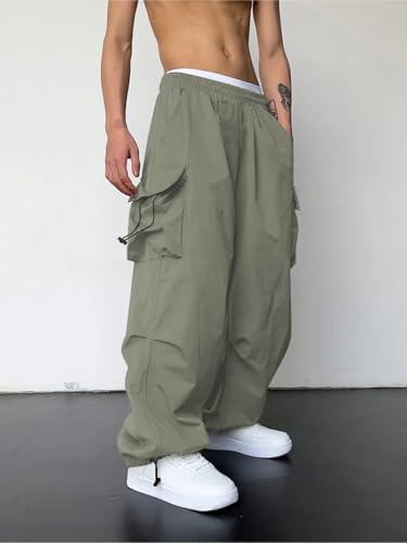 Image of GRECIILOOKS Men's Regular Fit Low Rise Cargos Trousers | Baggy Cargo Pants for Man | Loose Fit | Treck Pent with Multiple Pockets (Available in Plus Size)