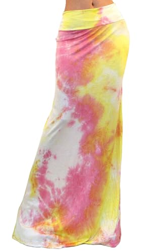 Vivicastle Women's USA Asymmetric Striped Fold Over Waist Long Maxi Skirt