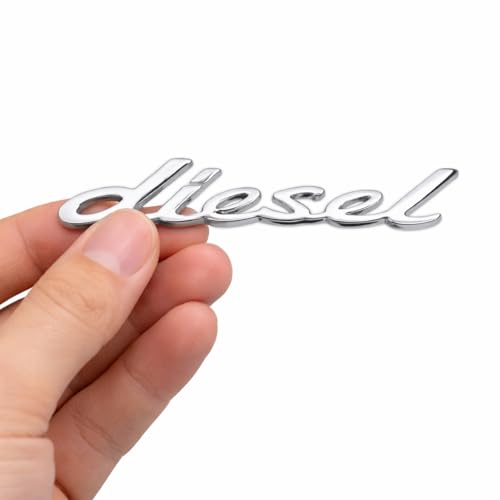 Image of JVCV 3D Metal Diesel Sticker for Car Fuel Tank Chrome Logo Decal Emblem Badge for All Cars and Bikes (Diesel, Silver)
