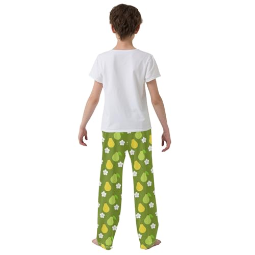 ZZXXB Pear Flowers Boys Long Pants Soft Trousers Elastic Waist Kids Lounge Bottoms with Pockets S-XL3