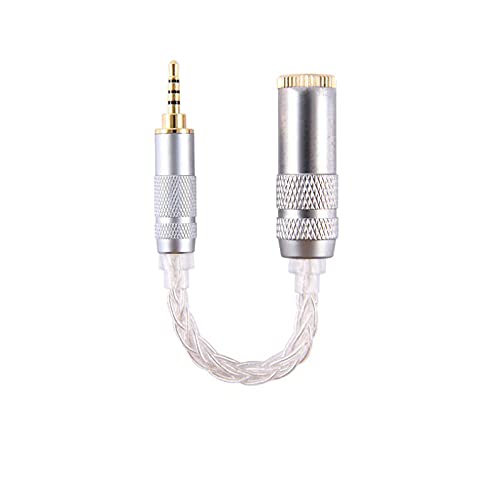 Yaowanguan 2,5mm symmetrischer Stecker auf 4,4mm symmetrische Buchse Adapterkabel/Kopfhörer/Verstärker, Stecker auf Stecker vergoldet OCC-Konverter-Anschlussadapter 14cm/5,51Zoll Cover