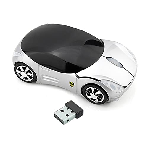 HOTPINK1 Souris de jeu sans fil rechargeable 2,4 G avec récepteur USB coloré en forme de voiture pour ordinateur portable et PC Cover