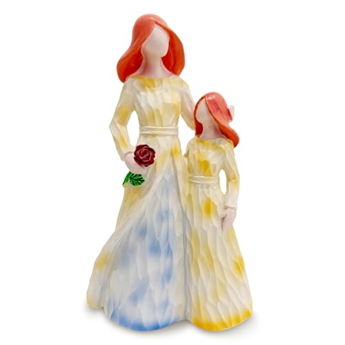 Figura decorativa abrazo madre e hija en resina miniatura 1