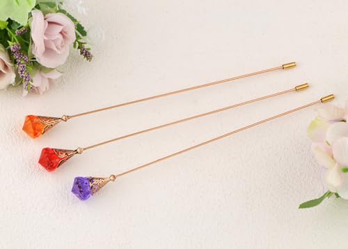 Image of Alilang Classic Vintage 3Pcs Hat Brooch Pin Set with Rhinestone and Pearl Accents for Scarves and Hats Lapel Pin Accessories