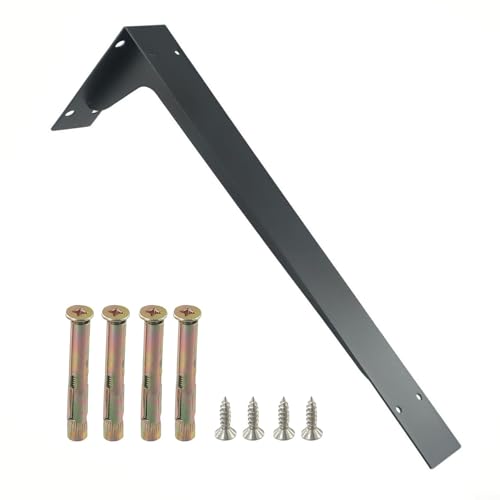 Soportes flotantes resistentes para estantes de metal grandes, soportes triangulares montados en la pared, hierro negro, resistentes a la corrosión para uso en interiores o exteriores (18 pulgadas)