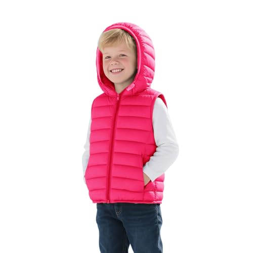 Kids Vest Girls Boys Sleeveless Quilted Vest Zipper Hooded Puffy Jacket Casual Lightweight Jacket Winter Warm Waistcoat3