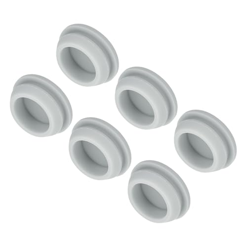 Image of MECCANIXITY 6pcs Silicone Snap in Locking Hole Plugs,19mm /0.7 Inch Mounting Diameter Narrow Groove Width 2mm Panel Seal Cover Round for Kitchen Bulkheads Waterproof Sealing Plugs Grey