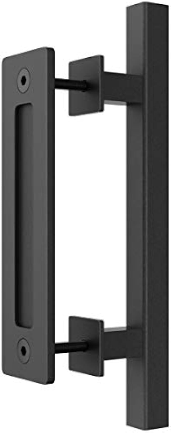 Genius Iron 12" Heavy Duty Sliding Barn Door Flush and Pull Handle, Black Rustic Design Handle for Gate, Garages