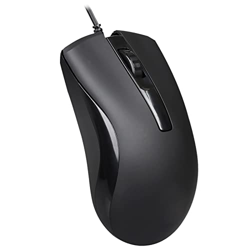 iZhuoKe Mouse USB Cablato,3 Pulsanti,Mouse USB con Cavo,Rilevamento Ottico, Ambidestro,Disegno Ergonomico, PC / Mac / Laptop- Nero