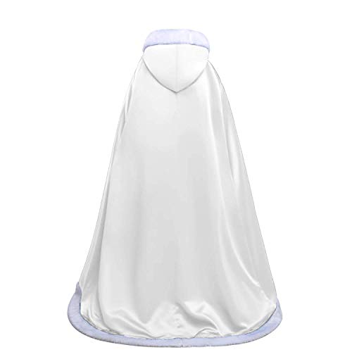 Princess Wedding Cape Hooded Cloak for Bride Winter Reversible with Fur Trim Free Hand Muff Ivory