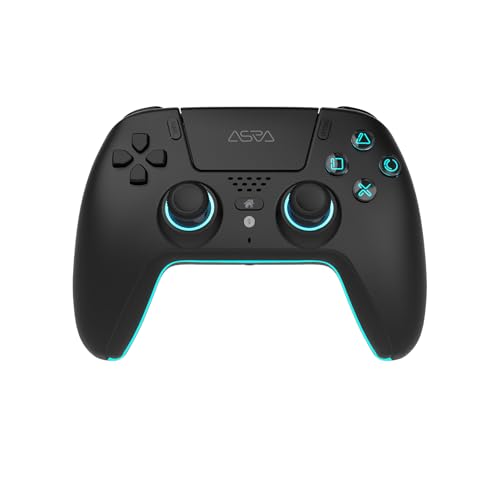 Image of ASRVA Black Wireless Pro Controller for PS5, Hall Effect Joystick No Drift, 4 Back Paddles, Macro, Gyro, 1000mAh, RGB, Compatible with PS5 /Pro /Slim /PC /iOS /Android