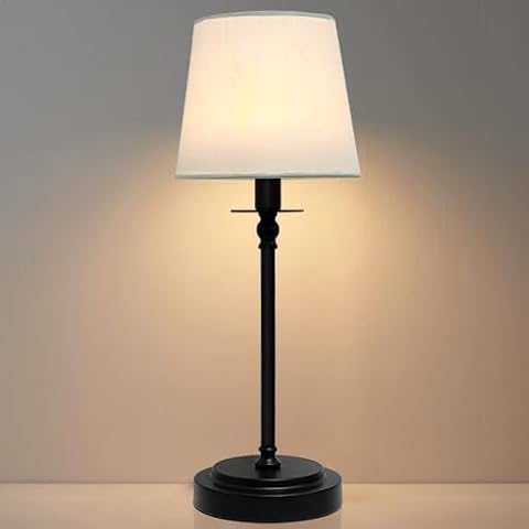Rechargeable Cordless Table Lamps Portables Lamp with Dimmer Function, 5000mAh Battery Fabric Shade Table Lamp, 3-Level Brightness Touch Lamp Cordless for Bedroom/Balcony/Bedside/Dining Room - Black Cover