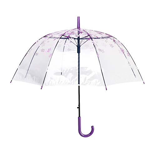 Lanker Transparent Parapluie, Bulle Dôme À Bulles Cage À Oiseaux Bâton Parapluie Coupe-Vent Moitié Automatique Pliable pour Femmes Enfants De Mariage Voyage Party Camping Home Décoration Parapluie