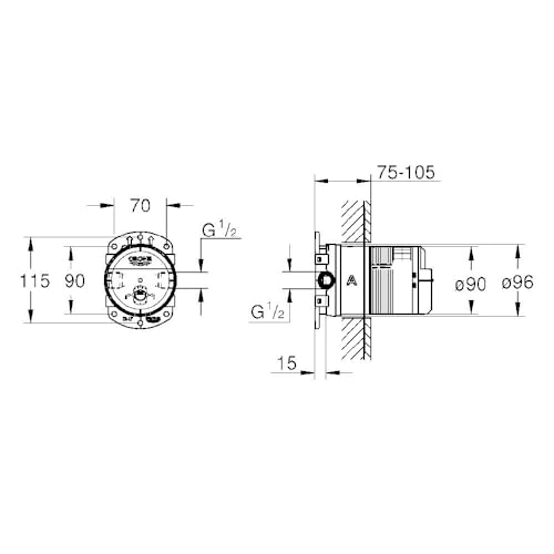 Grohe 26484000 Rainshower Smartbox Unterputz-Einbaukörper mit Wassersparpunktion, DN 15 Silber